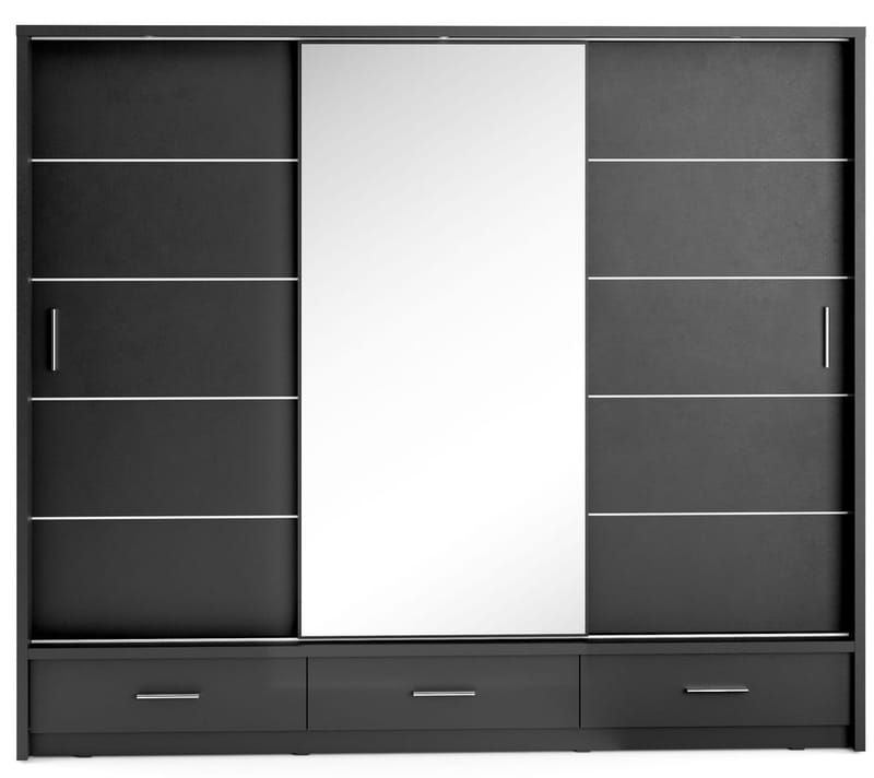Svart garderob med inredning 250 cm - Svart - Förvaring - Klädförvaring - Garderob & garderobssystem