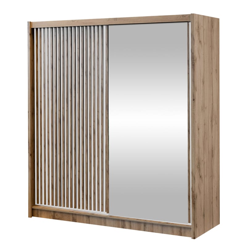 Swanley Garderob med Spegel 203x215 cm, Brun/Vit