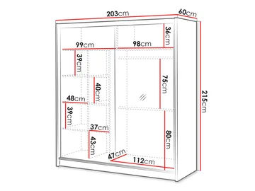Swanley Garderob med Spegel 203x215 cm - Brun/Vit - Förvaring - Klädförvaring - Garderob & garderobssystem