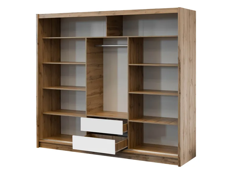 Swanley Garderob med Spegel 250x215 cm - Brun/Vit - Förvaring - Klädförvaring - Garderob & garderobssystem