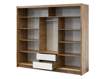 Swanley Garderob med Spegel 250x215 cm - Brun/Vit - Förvaring - Klädförvaring - Garderob & garderobssystem