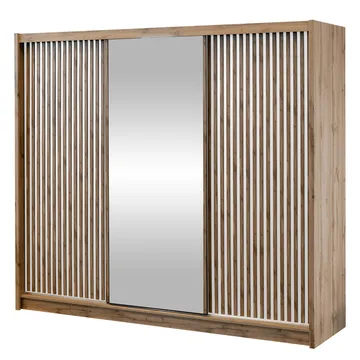 Swanley Garderob med Spegel 250x215 cm - Brun/Vit - Förvaring - Klädförvaring - Garderob & garderobssystem