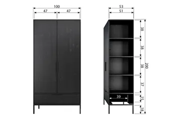 Swichor Garderob 180 cm - Svart - Förvaring - Klädförvaring - Garderob & garderobssystem