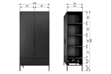 Swichor Garderob 180 cm - Svart - Förvaring - Klädförvaring - Garderob & garderobssystem