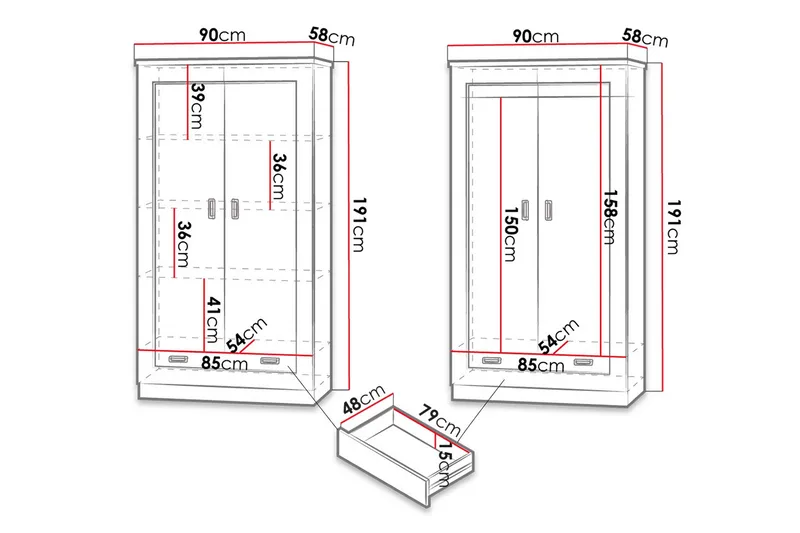 Tadeusz Garderob 90x57x190 cm - Brun - Förvaring - Klädförvaring - Garderob & garderobssystem
