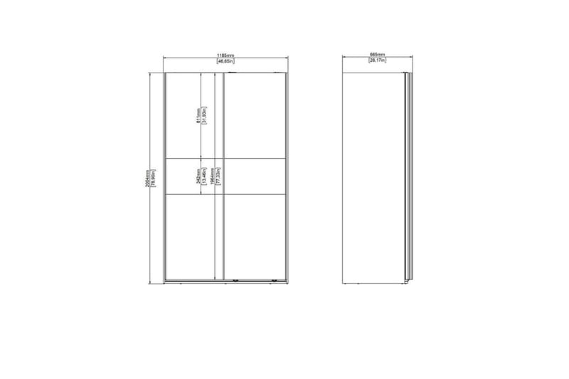 Takeru Garderob 119x200 cm - Svart - Förvaring - Klädförvaring - Garderob & garderobssystem