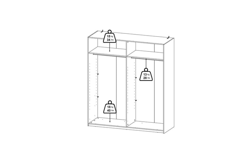 Takeru Garderob 179x200 cm - Svart - Förvaring - Klädförvaring - Garderob & garderobssystem