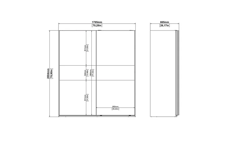 Takeru Garderob 179x200 cm - Vit - Förvaring - Klädförvaring - Garderob & garderobssystem