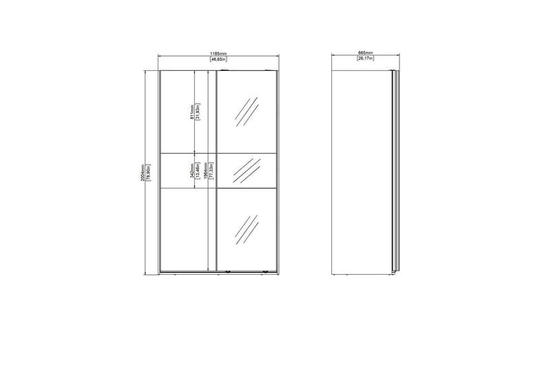 Takeru Garderob med Spegel 119x200 cm - Svart - Förvaring - Klädförvaring - Garderob & garderobssystem