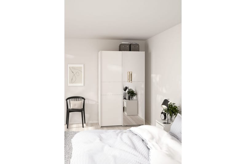 Takeru Garderob med Spegel 119x200 cm - Vit - Förvaring - Klädförvaring - Garderob & garderobssystem