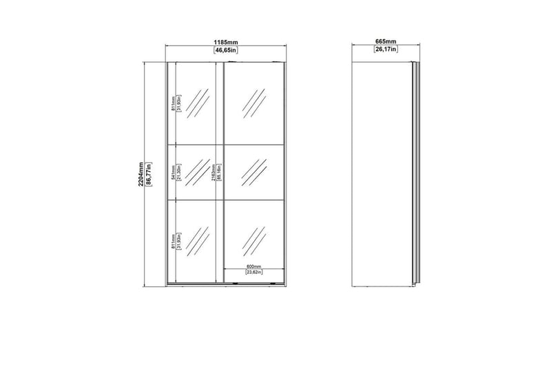 Takeru Garderob med Spegel 119x220 cm - Natur - Förvaring - Klädförvaring - Garderob & garderobssystem