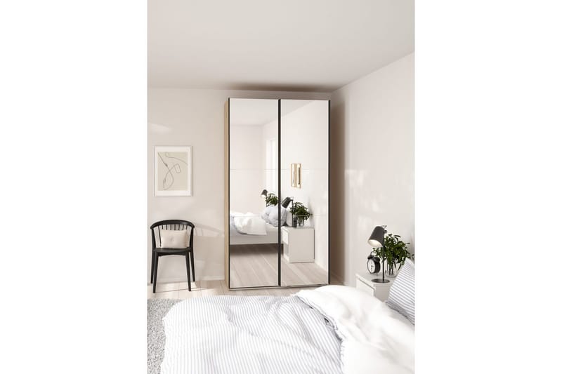 Takeru Garderob med Spegel 119x220 cm - Natur - Förvaring - Klädförvaring - Garderob & garderobssystem