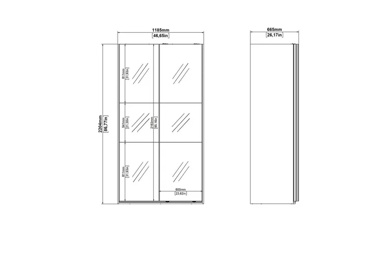 Takeru Garderob med Spegel 119x220 cm - Natur - Förvaring - Klädförvaring - Garderob & garderobssystem