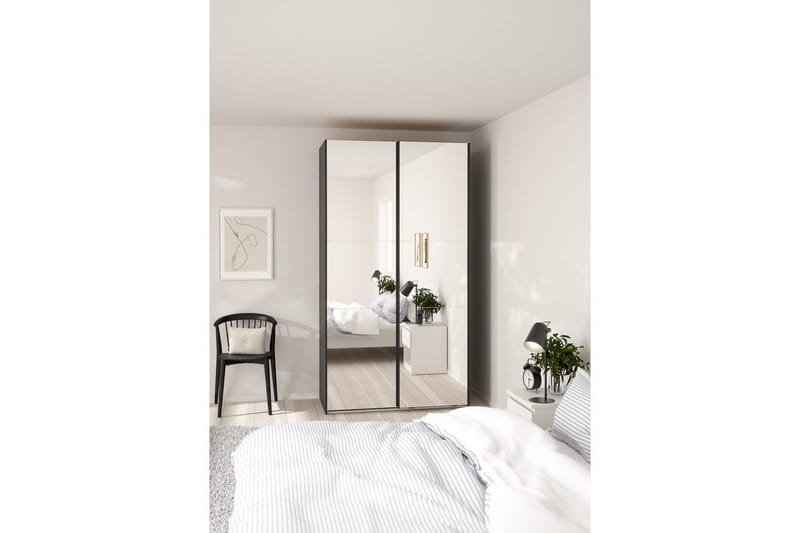 Takeru Garderob med Spegel 119x220 cm - Svart - Förvaring - Klädförvaring - Garderob & garderobssystem