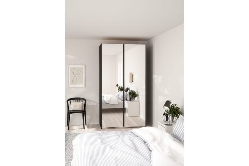 Takeru Garderob med Spegel 119x220 cm - Svart - Förvaring - Klädförvaring - Garderob & garderobssystem