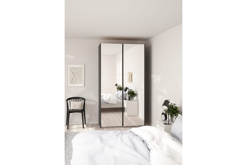 Takeru Garderob med Spegel 119x220 cm - Svart - Förvaring - Klädförvaring - Garderob & garderobssystem