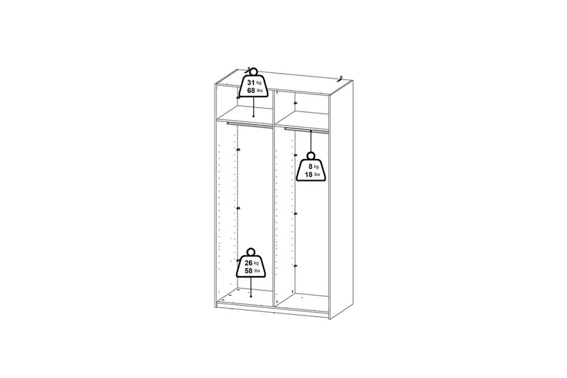 Takeru Garderob med Spegel 119x220 cm - Svart - Förvaring - Klädförvaring - Garderob & garderobssystem