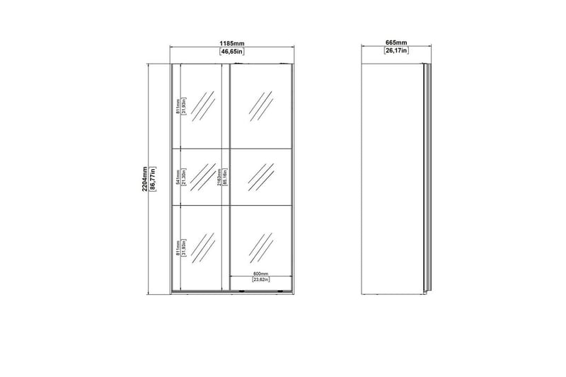 Takeru Garderob med Spegel 119x220 cm - Svart - Förvaring - Klädförvaring - Garderob & garderobssystem