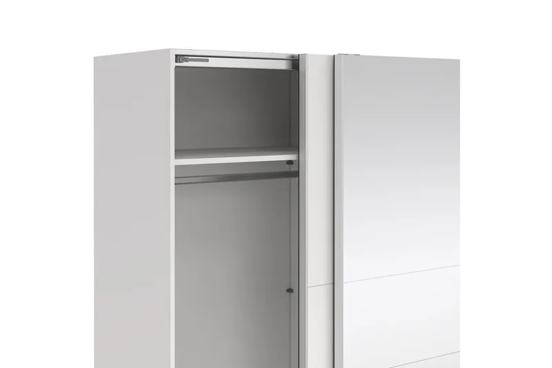 Takeru Garderob med Spegel 179x200 cm - Vit - Förvaring - Klädförvaring - Garderob & garderobssystem