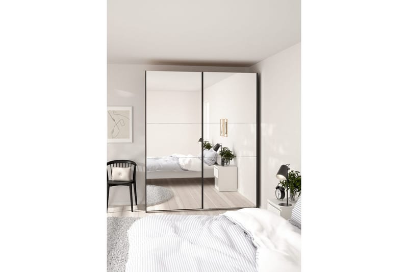 Takeru Garderob med Spegel 179x220 cm - Svart - Förvaring - Klädförvaring - Garderob & garderobssystem