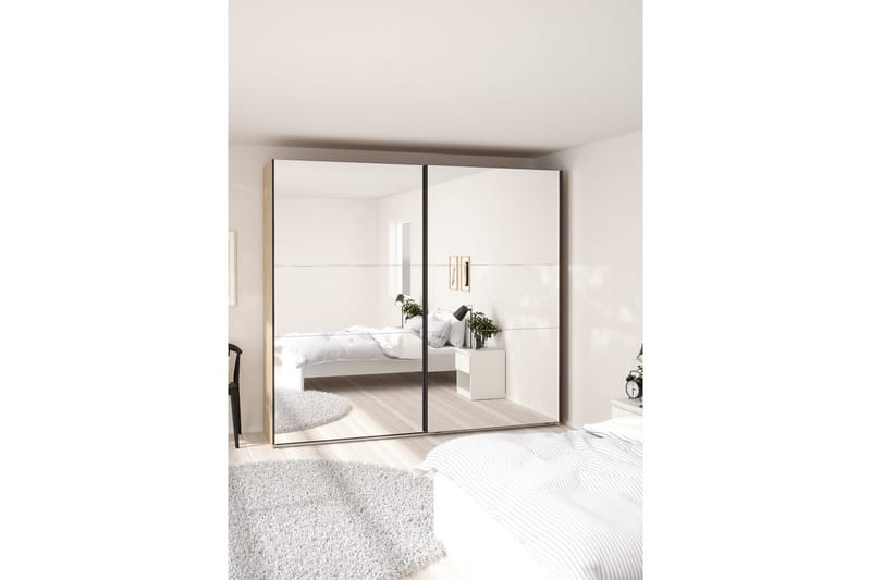 Takeru Garderob med Spegel 244x220 cm - Natur - Förvaring - Klädförvaring - Garderob & garderobssystem