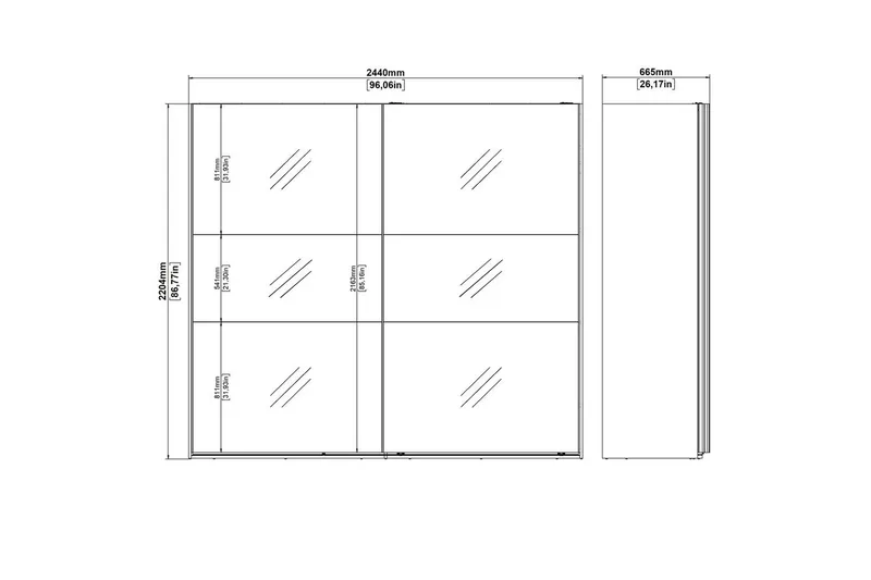 Takeru Garderob med Spegel 244x220 cm - Natur - Förvaring - Klädförvaring - Garderob & garderobssystem