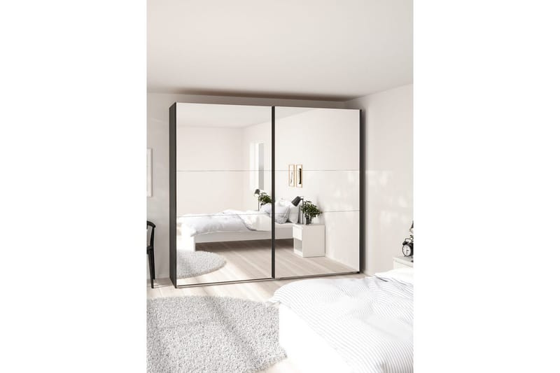 Takeru Garderob med Spegel 244x220 cm - Svart - Förvaring - Klädförvaring - Garderob & garderobssystem