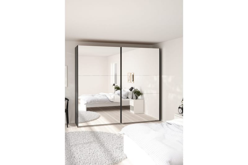 Takeru Garderob med Spegel 244x220 cm - Svart - Förvaring - Klädförvaring - Garderob & garderobssystem