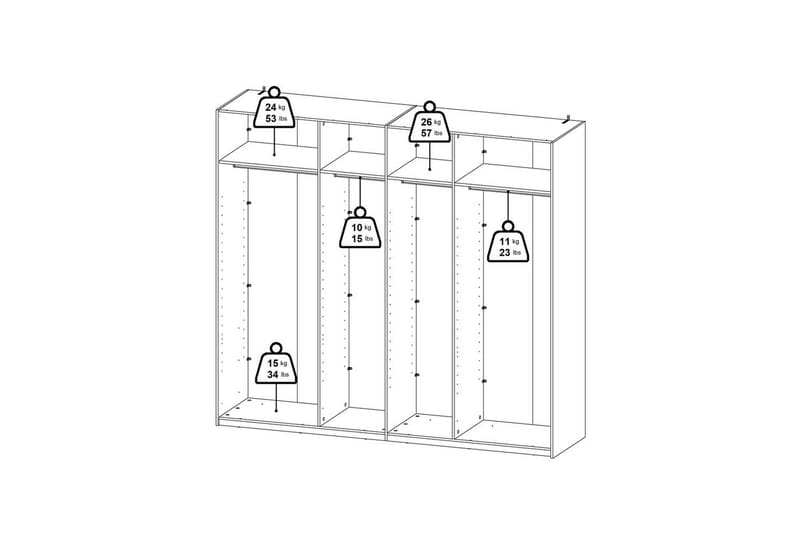 Takeru Garderob med Spegel 244x220 cm - Svart - Förvaring - Klädförvaring - Garderob & garderobssystem