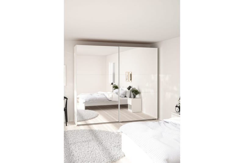 Takeru Garderob med Spegel 244x220 cm - Vit - Förvaring - Klädförvaring - Garderob & garderobssystem