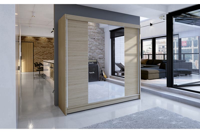 Talin Garderob 180x58x215 cm LED-belysning - Beige - Förvaring - Klädförvaring - Garderob & garderobssystem