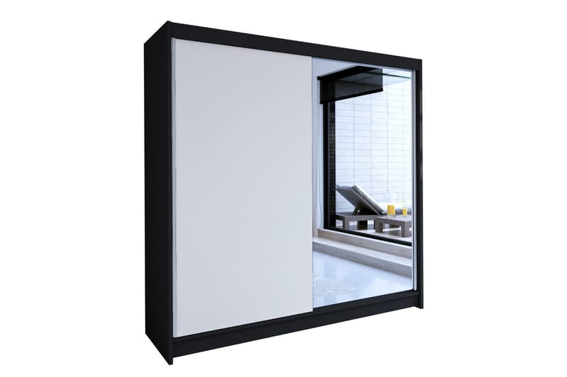Talin Garderob 180x58x215 cm LED-belysning - Svart/Vit - Förvaring - Klädförvaring - Garderob & garderobssystem