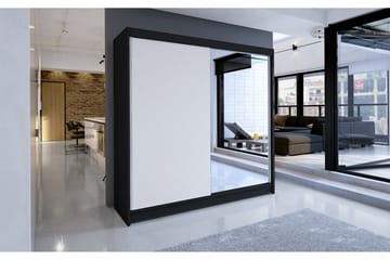 Talin Garderob 180x58x215 cm LED-belysning - Svart/Vit - Förvaring - Klädförvaring - Garderob & garderobssystem