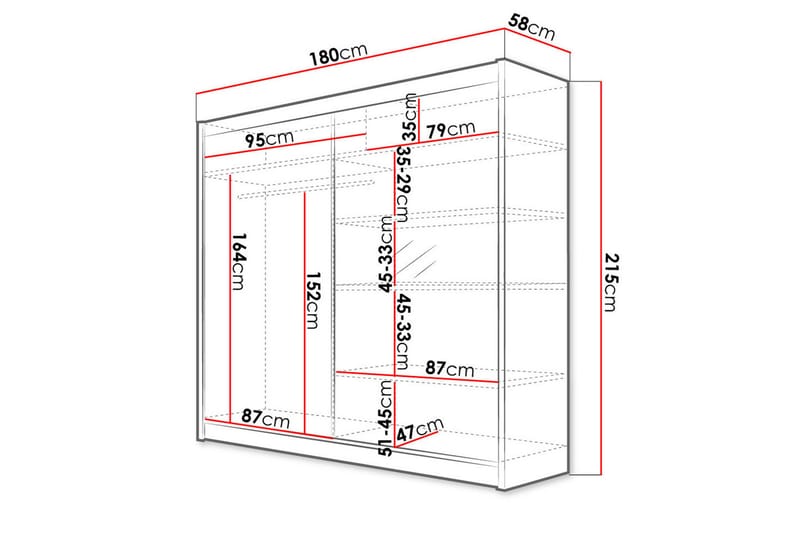 Talin Garderob 180x58x215 cm LED-belysning - Vit/Beige - Förvaring - Klädförvaring - Garderob & garderobssystem