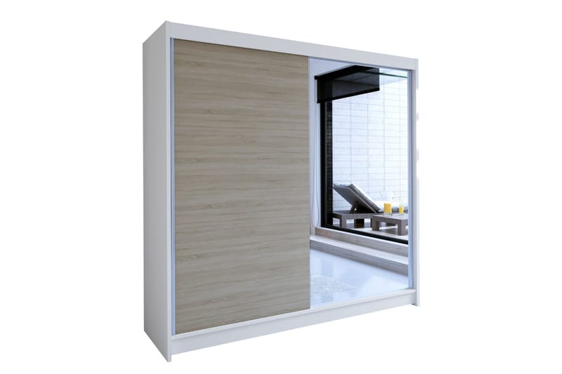 Talin Garderob 180x58x215 cm LED-belysning - Vit/Beige - Förvaring - Klädförvaring - Garderob & garderobssystem