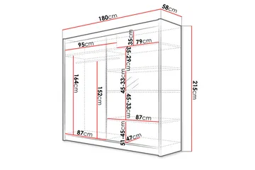 Talin Garderob 180x58x215 cm LED-belysning - Vit/Svart - Förvaring - Klädförvaring - Garderob & garderobssystem