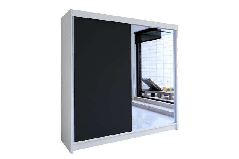 Talin Garderob 180x58x215 cm LED-belysning - Vit/Svart - Förvaring - Klädförvaring - Garderob & garderobssystem