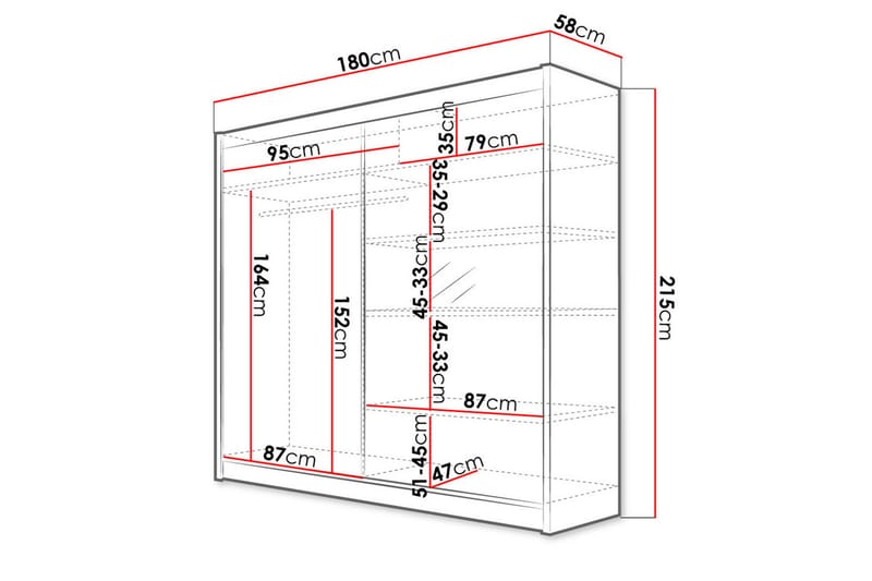 Talin Garderob 180x58x215 cm - Vit - Garderob & garderobssystem