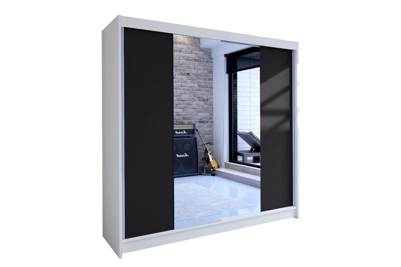 Talin Garderob 180x58x215 cm - Vit/Svart - Förvaring - Klädförvaring - Garderob & garderobssystem