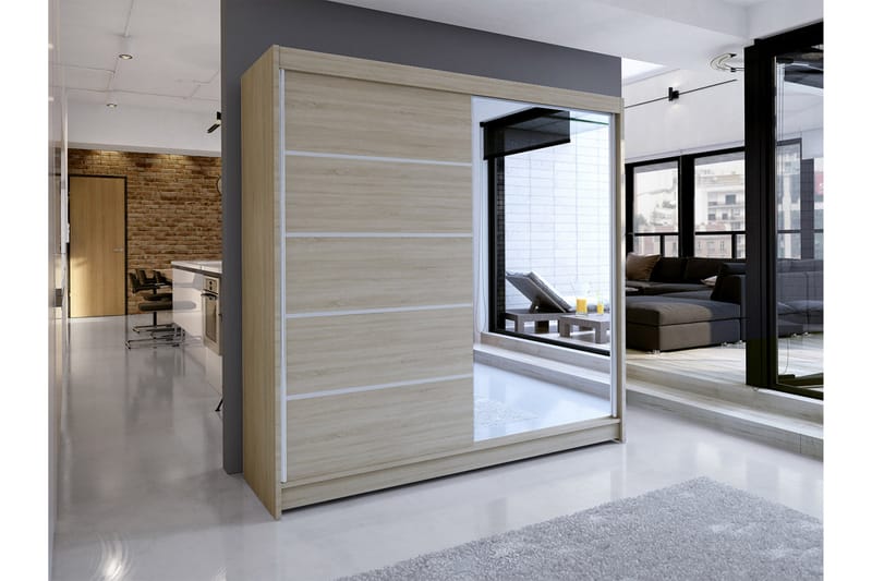 Talin Garderob 58x180 cm LED-belysning - Ek - Förvaring - Klädförvaring - Garderob & garderobssystem