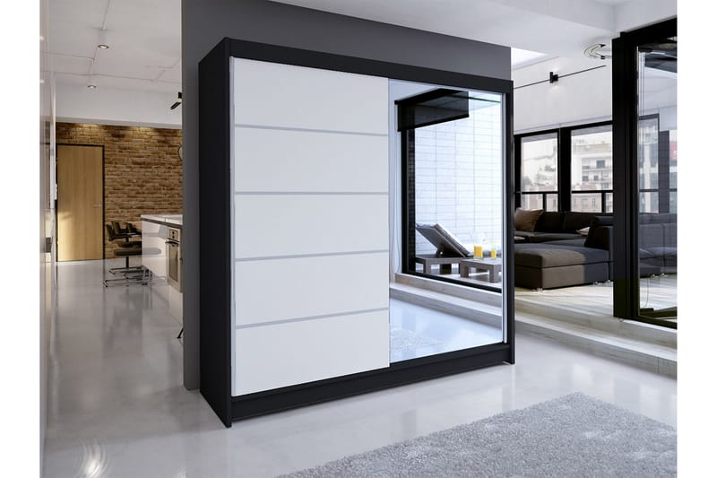 Talin Garderob 58x180 cm LED-belysning - Svart/Vit - Förvaring - Klädförvaring - Garderob & garderobssystem