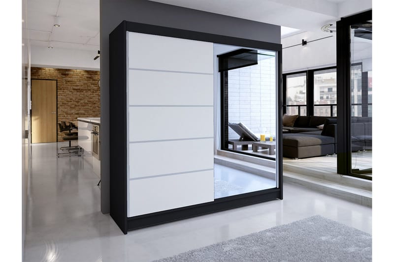 Talin Garderob 58x180 cm LED-belysning - Svart/Vit - Förvaring - Klädförvaring - Garderob & garderobssystem