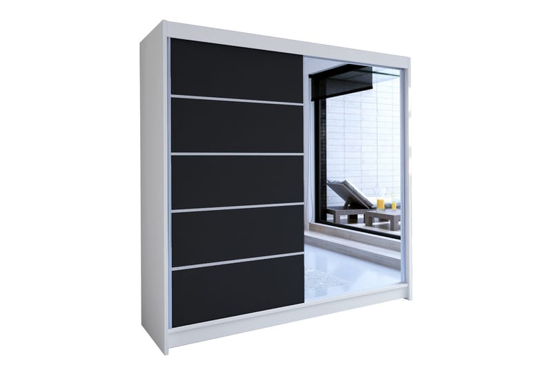 Talin Garderob 58x180 cm LED-belysning - Vit/Svart - Förvaring - Klädförvaring - Garderob & garderobssystem