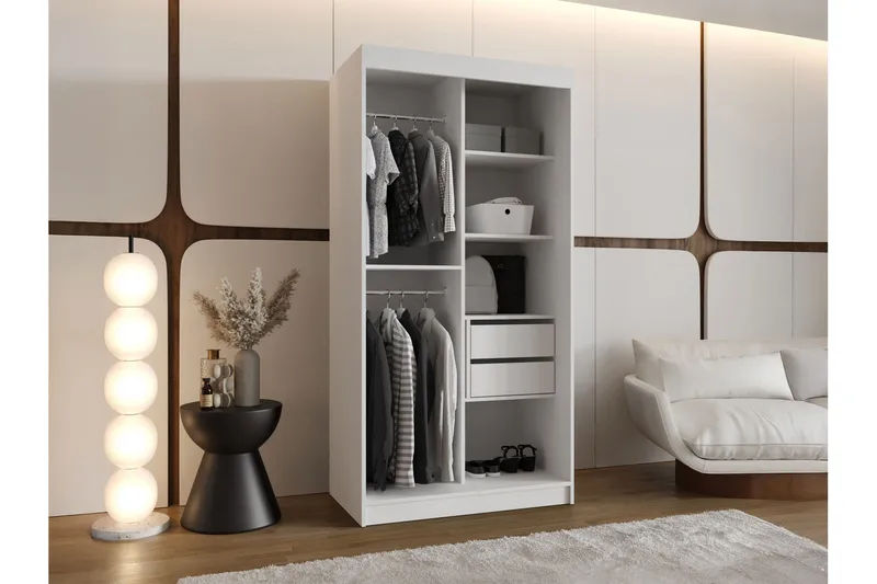 Tallmo Garderob m. Spegel 100x200 cm - Brun/Beige - Förvaring - Klädförvaring - Garderob & garderobssystem