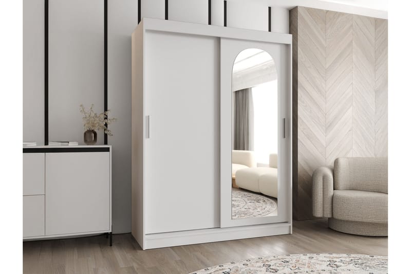 Tallmo Garderob m. Spegel 150x200 cm - Vit - Förvaring - Klädförvaring - Garderob & garderobssystem