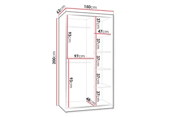 Tallmo Garderob m. Spegel 150x200 cm - Vit - Förvaring - Klädförvaring - Garderob & garderobssystem