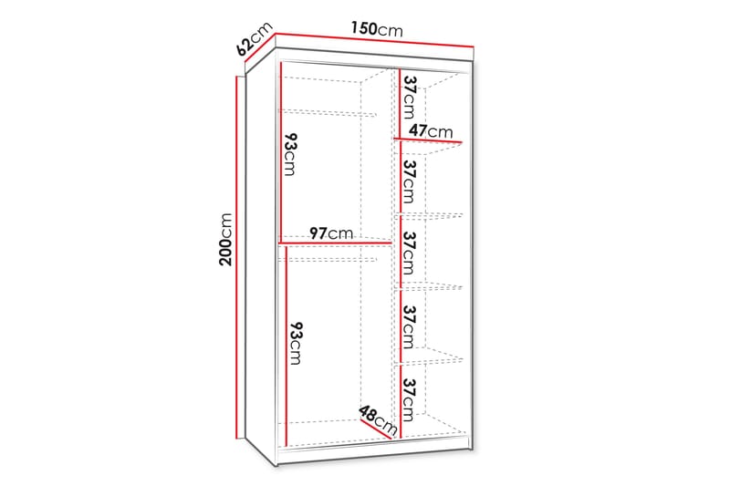 Tallmo Garderob m. Spegel 150x200 cm - Förvaring - Klädförvaring - Garderob & garderobssystem
