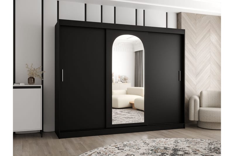 Tallmo Garderob m. Spegel 250x200 cm - Vit/Grå - Förvaring - Klädförvaring - Garderob & garderobssystem