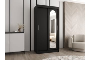 Tallmo Garderob med Spegel 100x200 cm i Trä - Svart - Förvaring - Klädförvaring - Garderob & garderobssystem