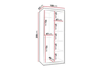 Tallmo Garderob med Spegel 100x200 cm i Trä - Svart - Förvaring - Klädförvaring - Garderob & garderobssystem